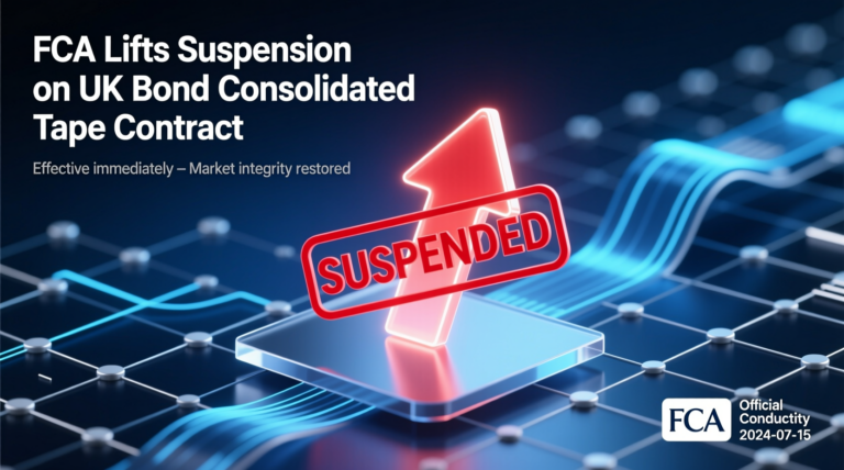 FCA Moves to Lift Suspension on UK Bond Consolidated Tape Contract