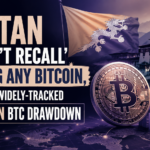 Bhutan bitcoin controversy thumbnail showing Bhutan flag, Bitcoin coin, crypto market decline chart, and headline about disputed $1 billion BTC drawdown and denied bitcoin sale reports.