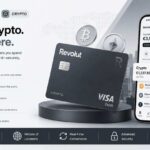 Revolut crypto debit card concept showing cryptocurrency payments, blockchain finance, and digital banking technology.