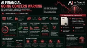 AI Financial going concern warning shown through SEC filing document highlighting crypto treasury liquidity crisis and WLFI token risk.