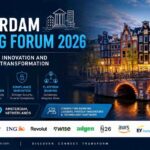 Amsterdam Banking Forum 2026 promotional banner featuring Amsterdam canal views, AI banking innovation themes, digital transformation highlights, fintech collaboration, and event details for June 1, 2026 in Amsterdam, Netherlands.