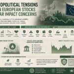 European stocks war impact concept showing financial market volatility and geopolitical tension.