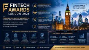 Fintech Awards London event showcasing fintech innovators as global capital returns to financial technology investment in 2026.